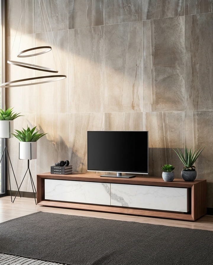 Nicolas Marble TV Stand |Small | Walnut