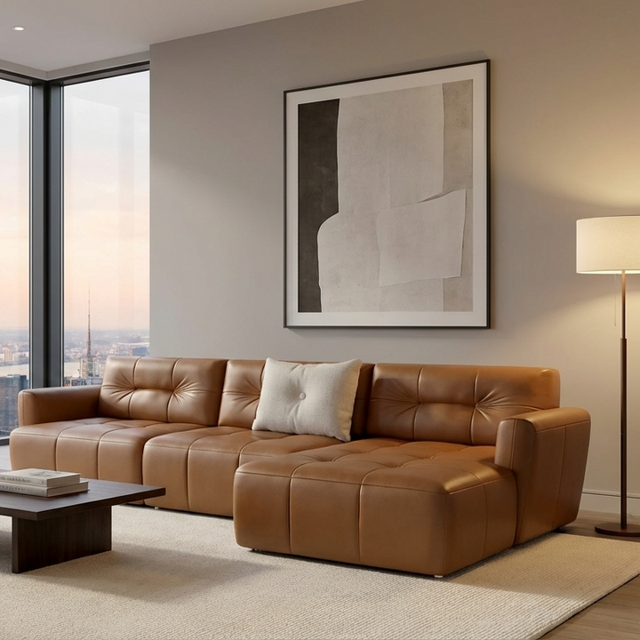 Ego L-Shape Sofa | Tan | Right Facing
