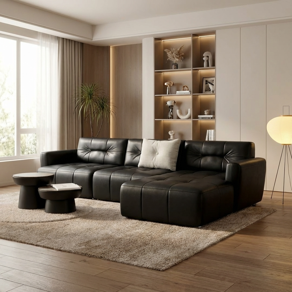 Ego L-Shape Sofa | Black | Right Facing