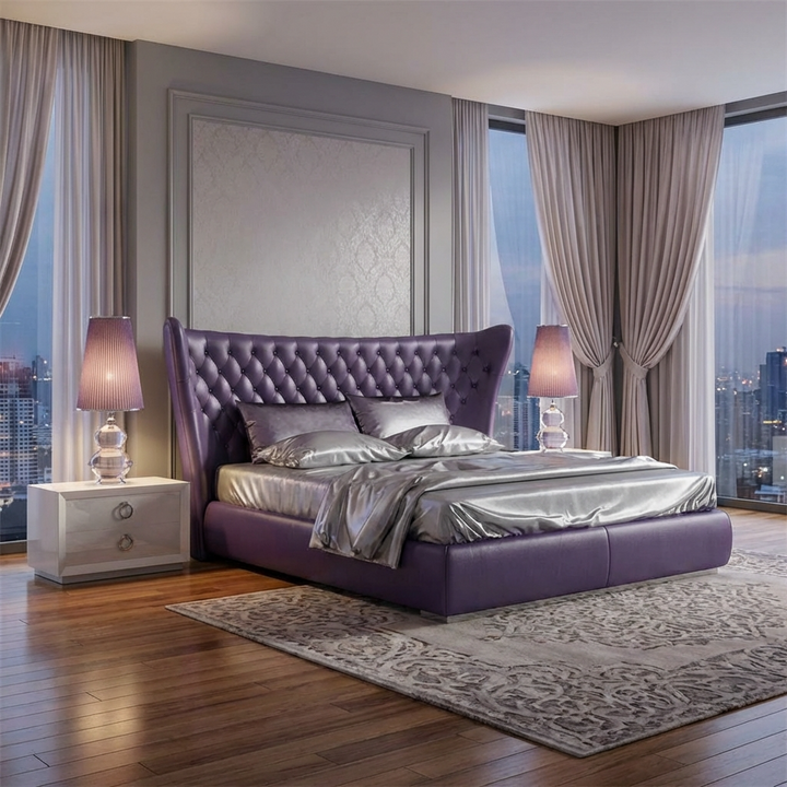 Jameson Bed Without Storage | King | Purple Leatherette