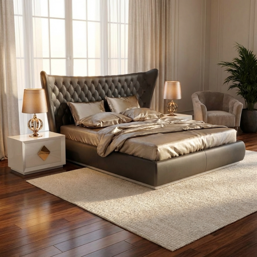 Jameson Bed Without Storage | King | Black Leatherette