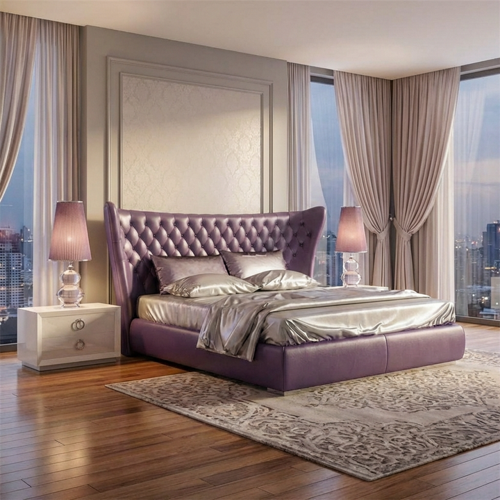 Jameson Bed Without Storage | King | Purple Leatherette