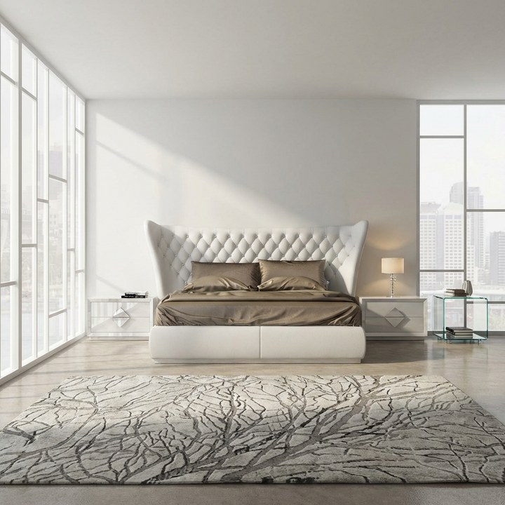 Jameson Bed Without Storage | King | White Leatherette