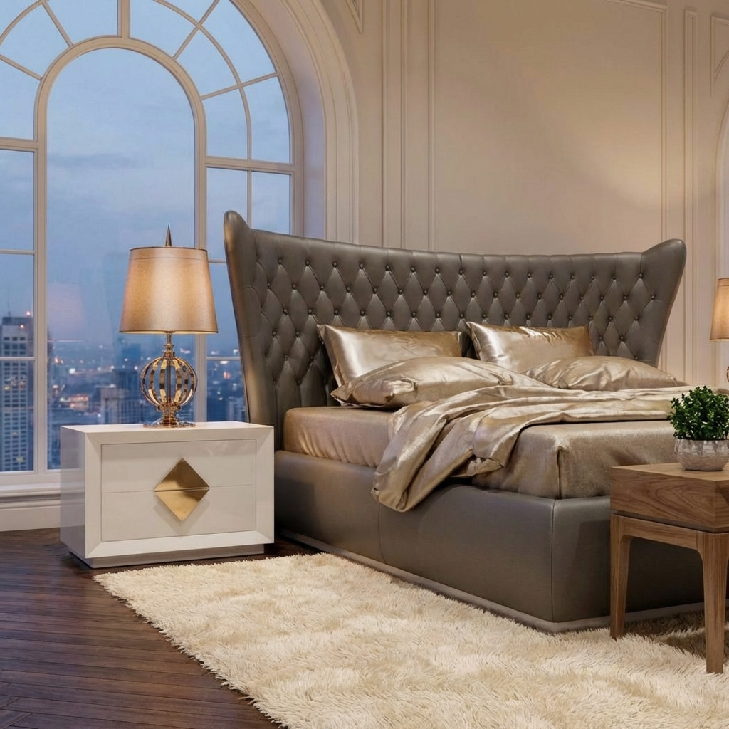 Jameson Bed Without Storage | King | Black Leatherette