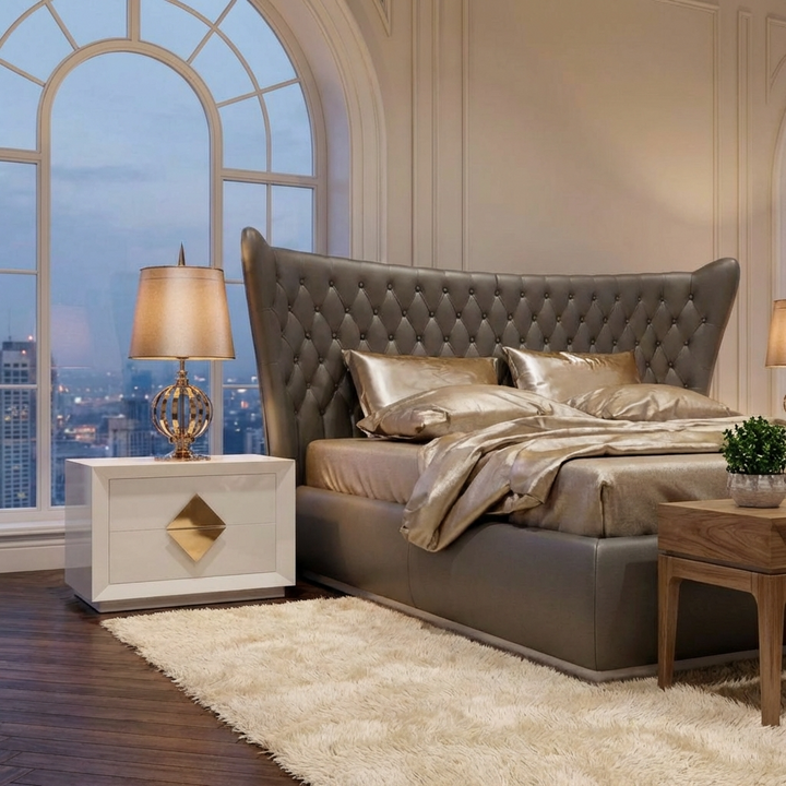 Jameson Bed Without Storage | King | Black Leatherette