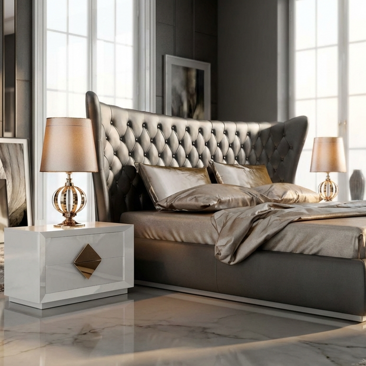 Jameson Bed Without Storage | King | Black Leatherette