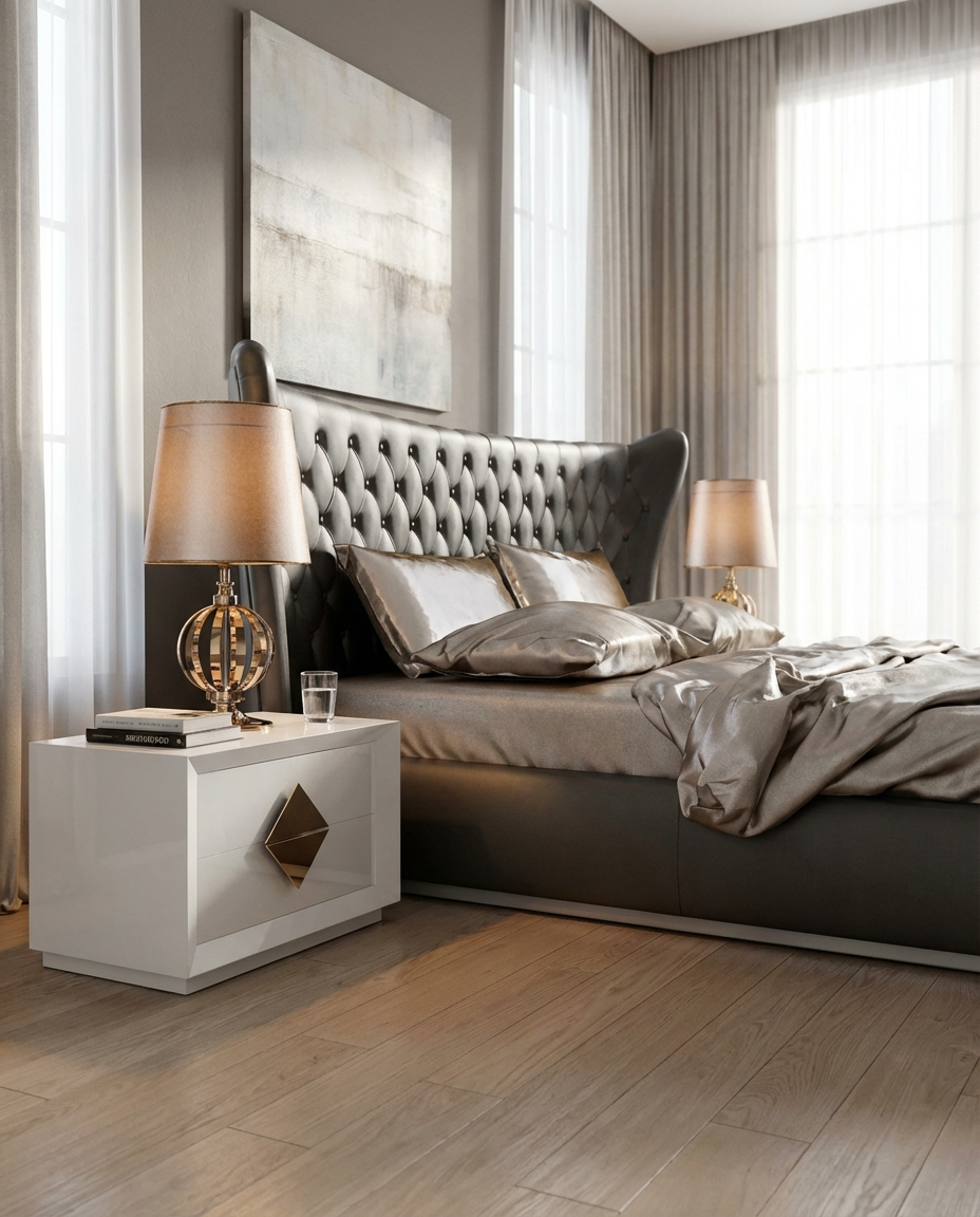 Jameson Bed Without Storage | King | Black Leatherette