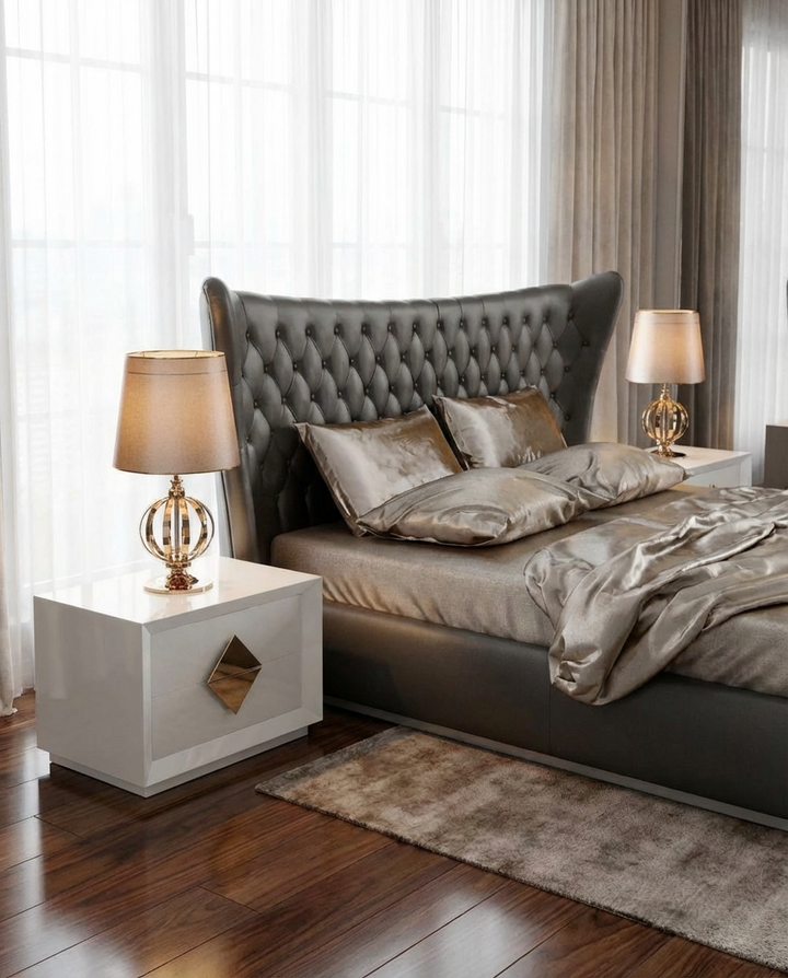 Jameson Bed Without Storage | King | Black Leatherette