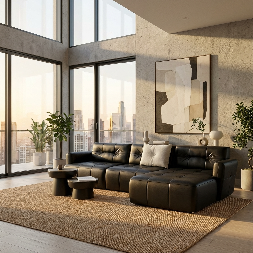 Ego L-Shape Sofa | Black | Right Facing