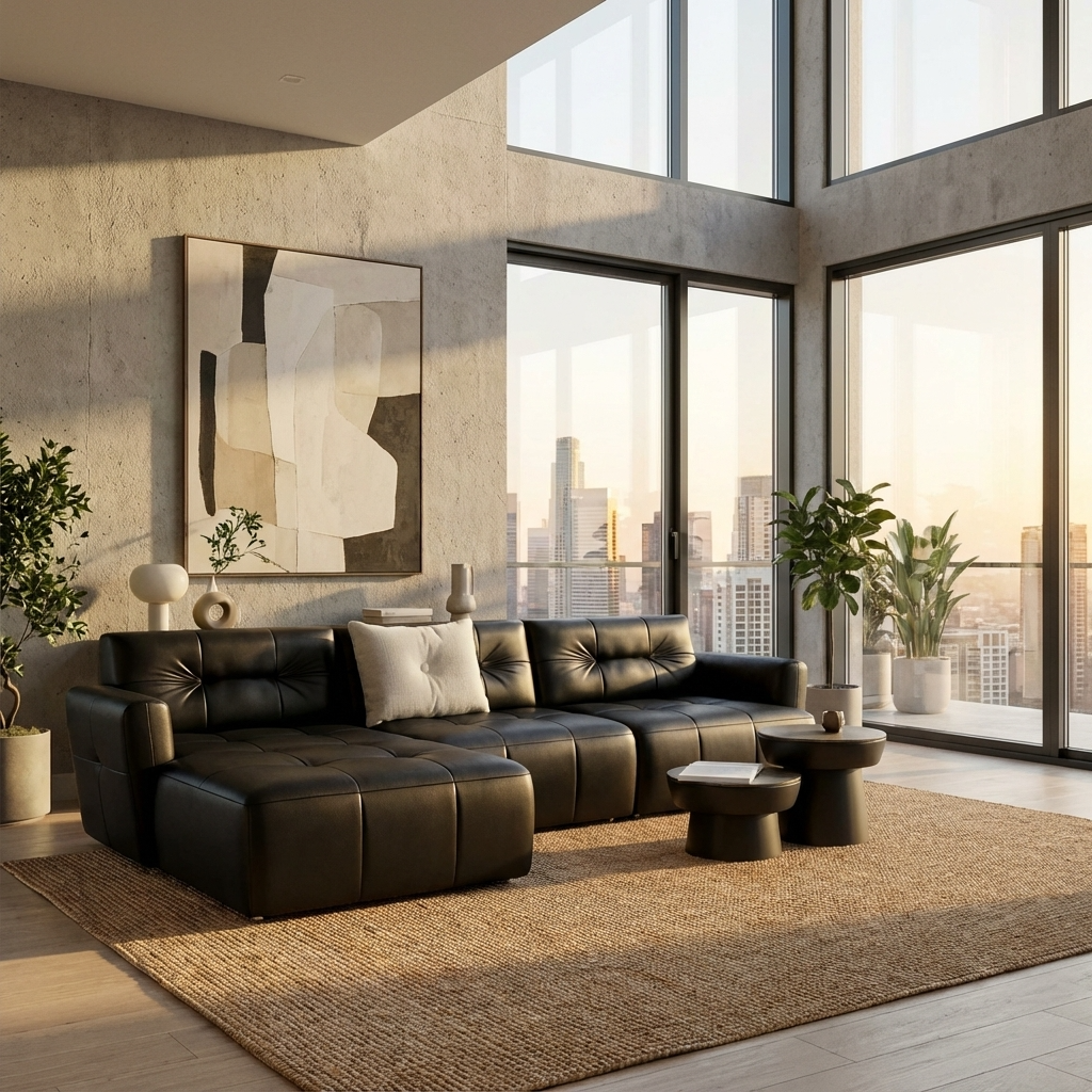 Ego L-Shape Sofa | Black | Left Facing