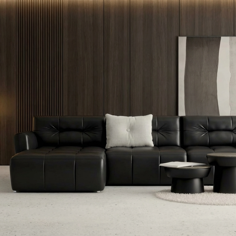 Ego L-Shape Sofa | Black | Left Facing