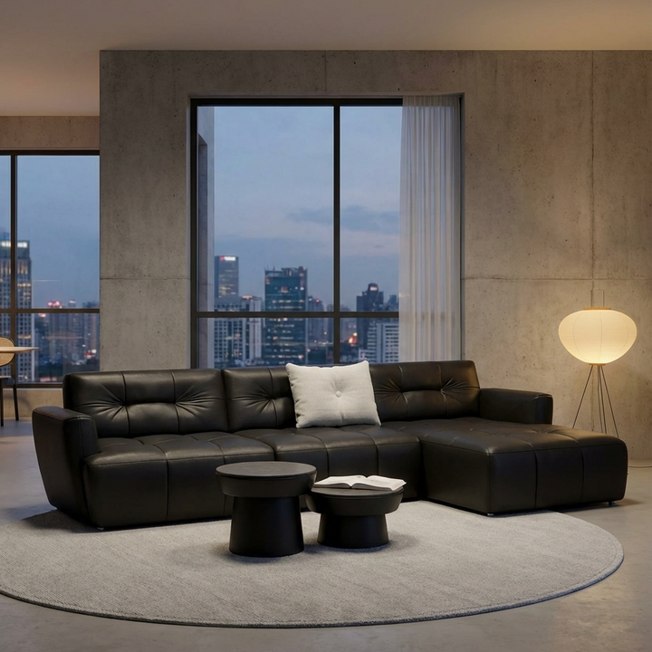 Ego L-Shape Sofa | Black | Right Facing