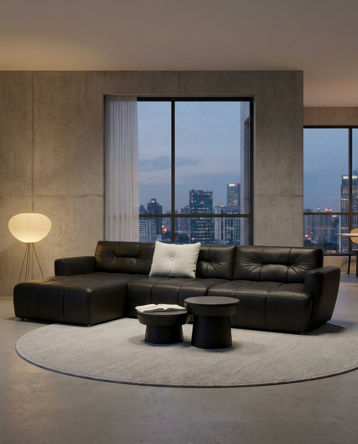 Ego L-Shape Sofa | Black | Left Facing