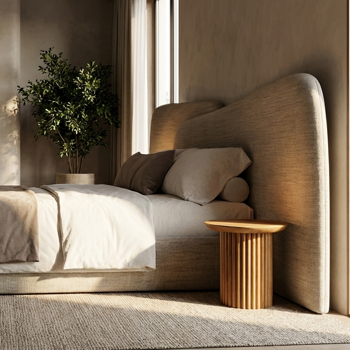 Orri Bed  Without Storage | King Size | Beige Fabric