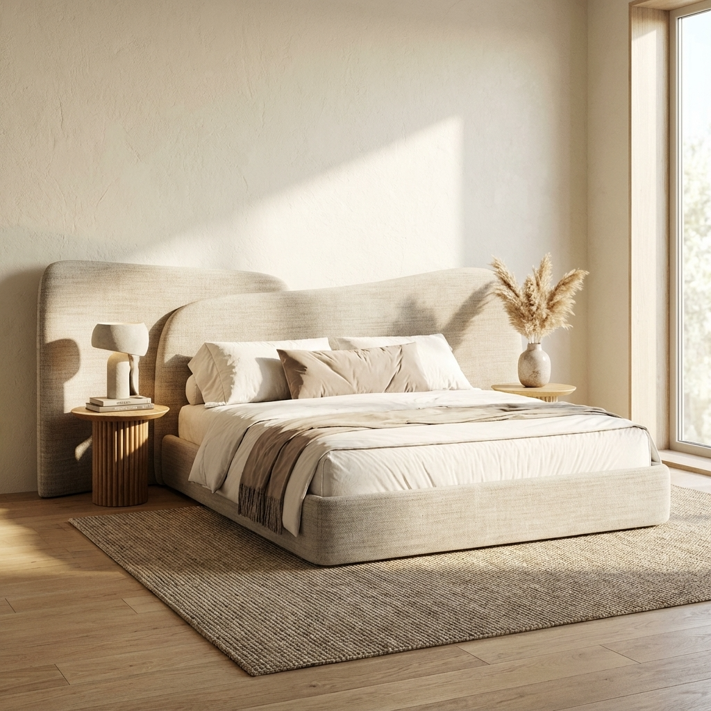 Orri Bed  Without Storage | King Size | Beige Fabric