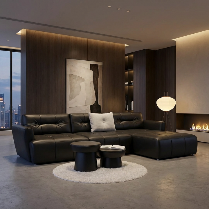 Ego L-Shape Sofa | Black | Right Facing