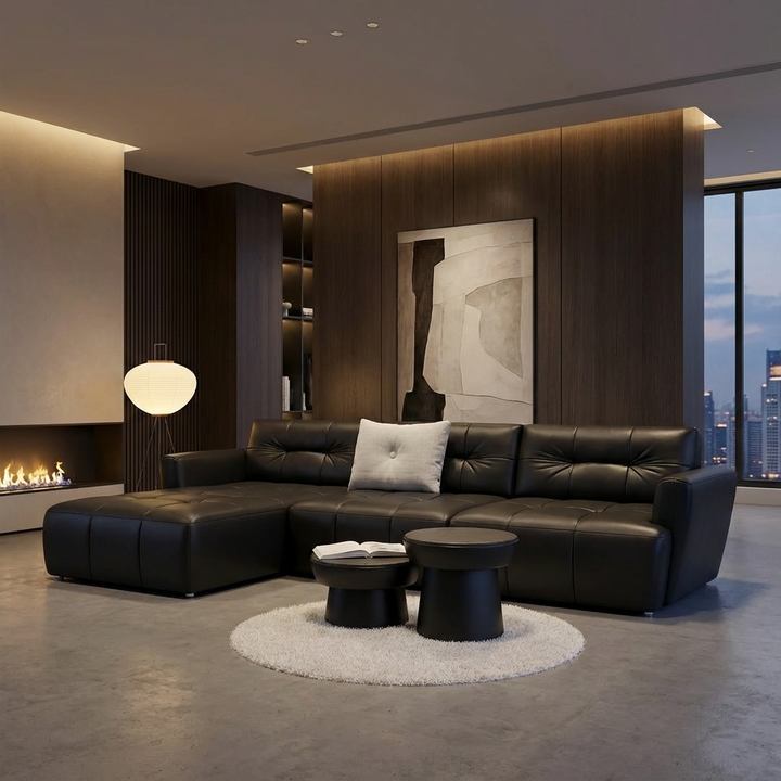 Ego L-Shape Sofa | Black | Left Facing