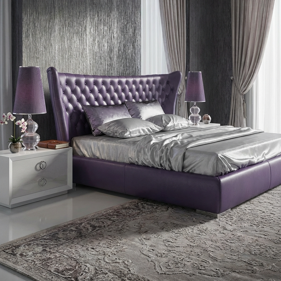 Jameson Bed Without Storage | King | Purple Leatherette
