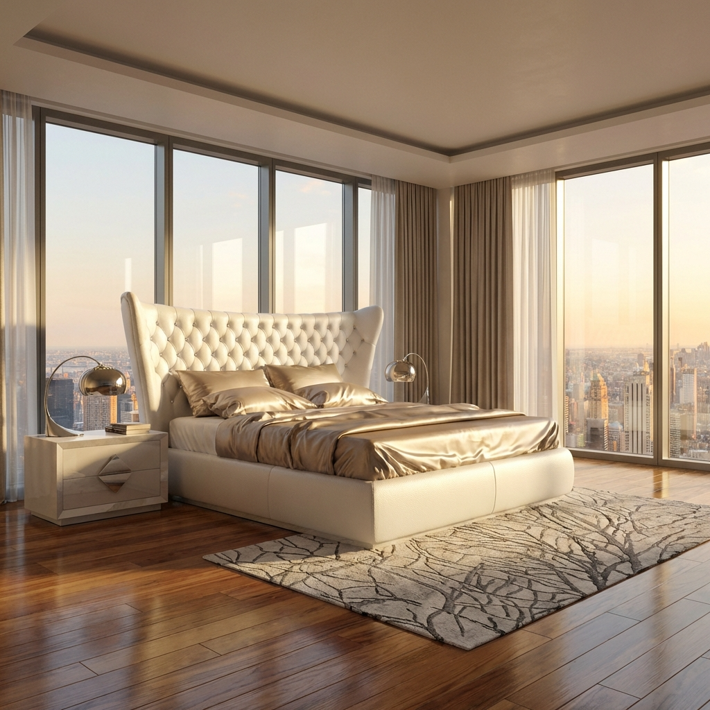 Jameson Bed Without Storage | King | White Leatherette