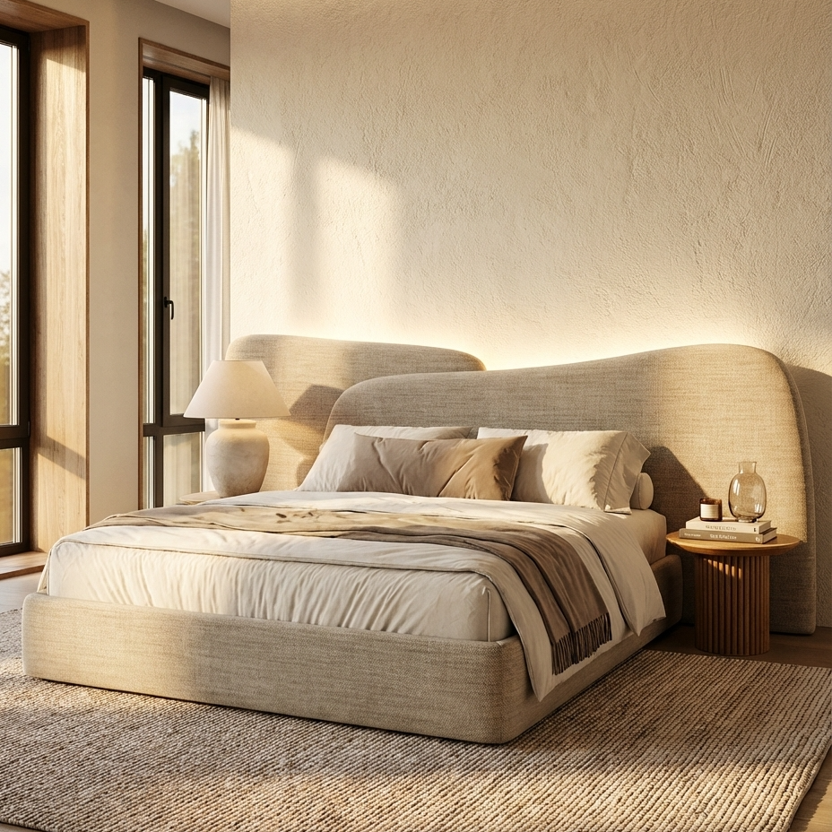 Orri Bed  Without Storage | King Size | Beige Fabric