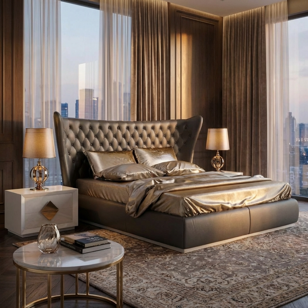 Jameson Bed Without Storage | King | Black Leatherette