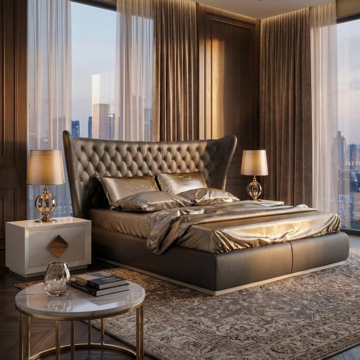 Jameson Bed Without Storage | King | Black Leatherette