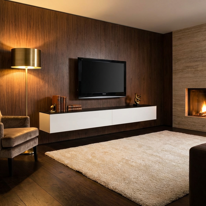 Line Wall Mount TV Unit | White & Black