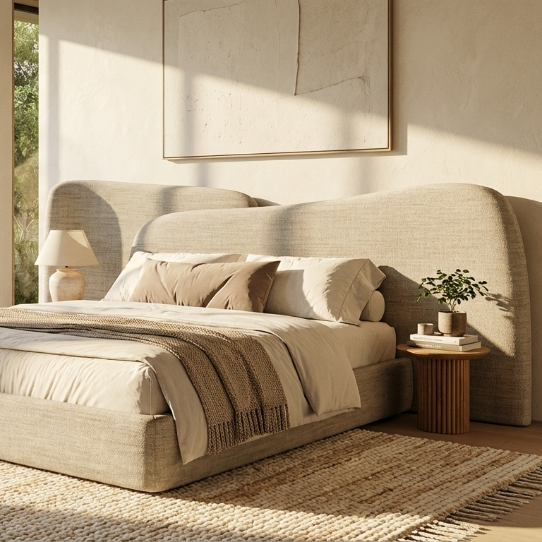 Orri Bed  Without Storage | King Size | Beige Fabric