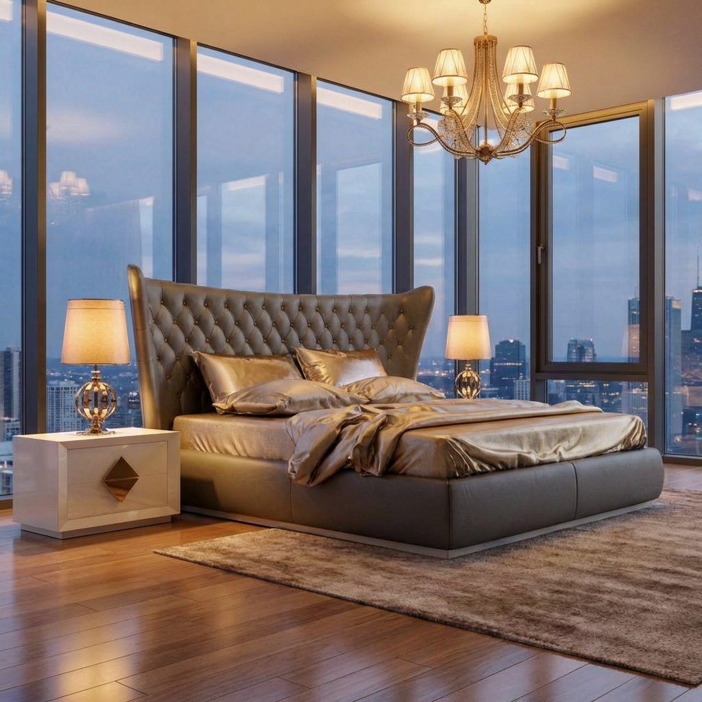 Jameson Bed Without Storage | King | Black Leatherette