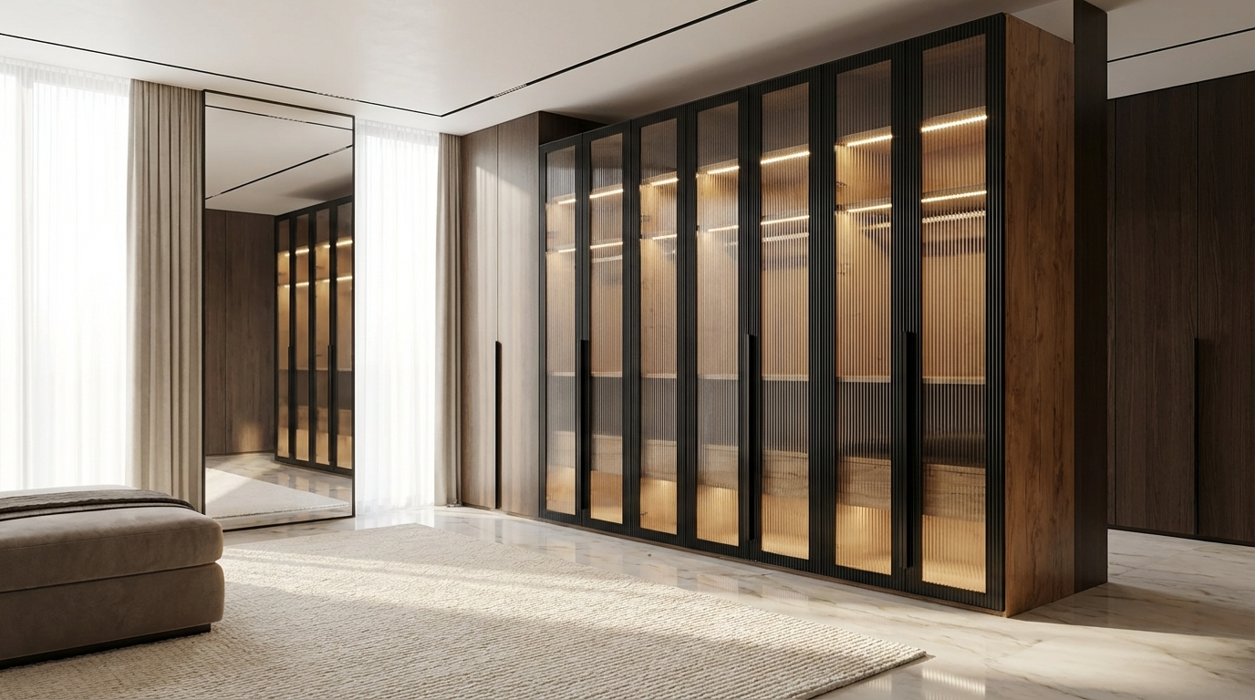 luxury modular wardrobe in apartment designed for everyday storage
