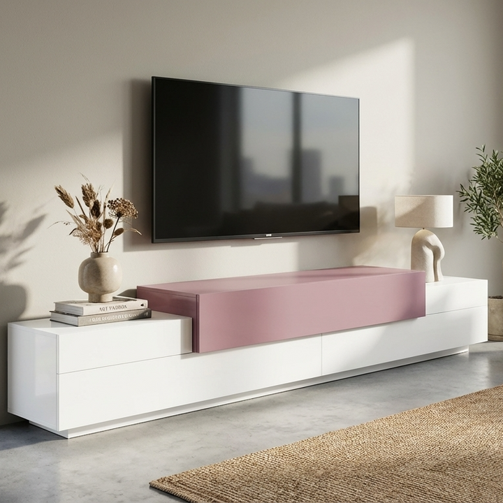 Boat Tv Stand | White & Hot Pink