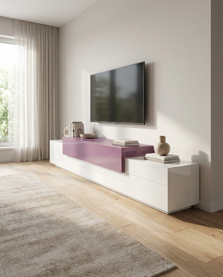 Boat Tv Stand | White & Hot Pink