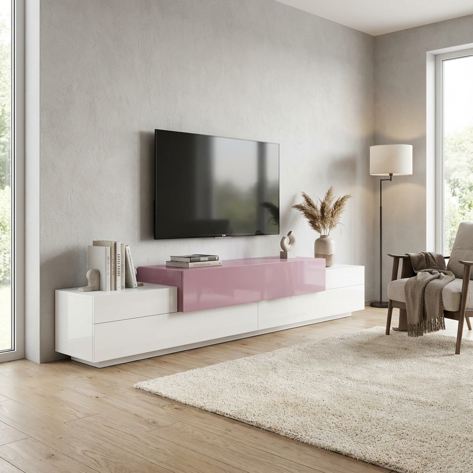 Boat Tv Stand | White & Hot Pink