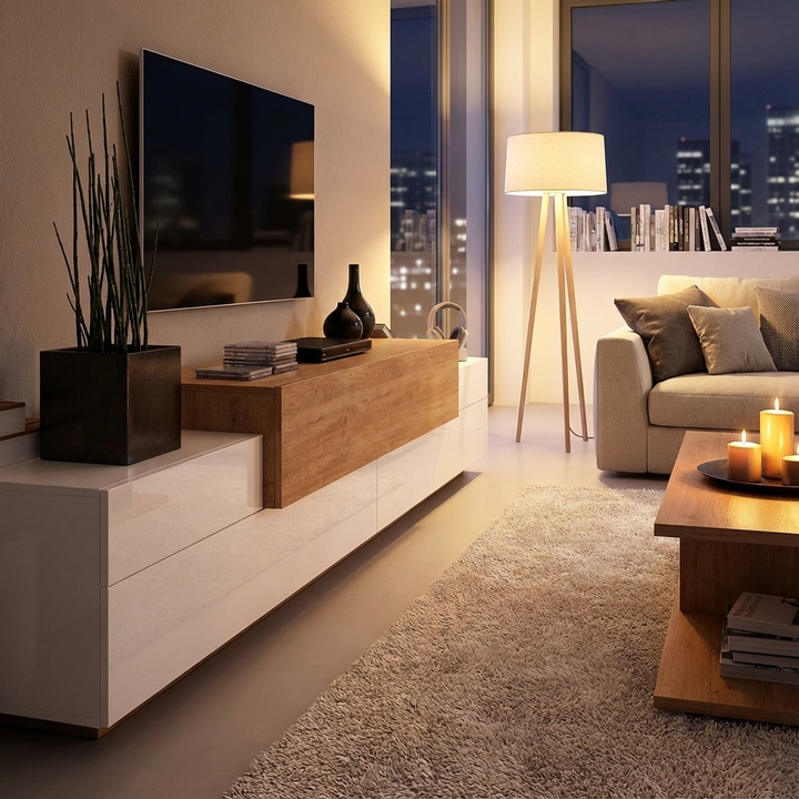Boat Tv Stand | Beige & White