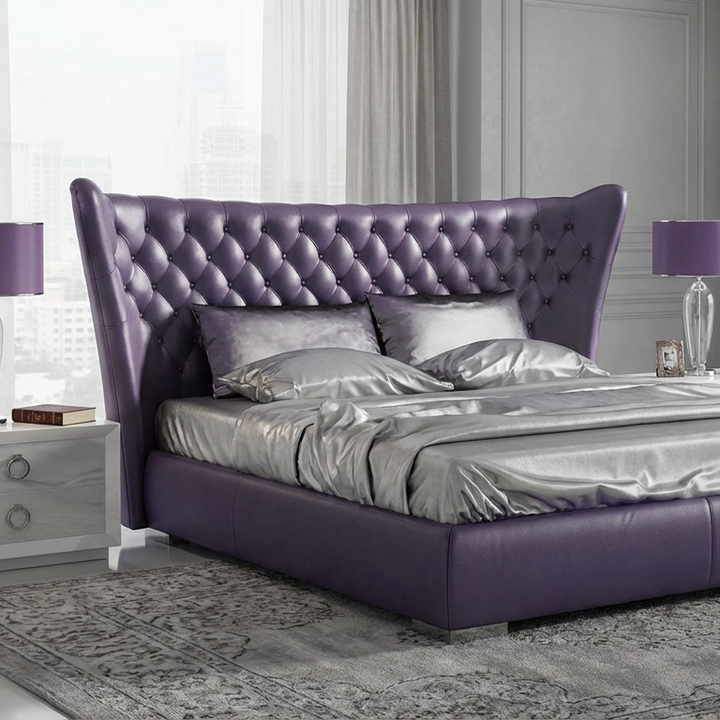 Jameson Bed Without Storage | King | Purple Leatherette