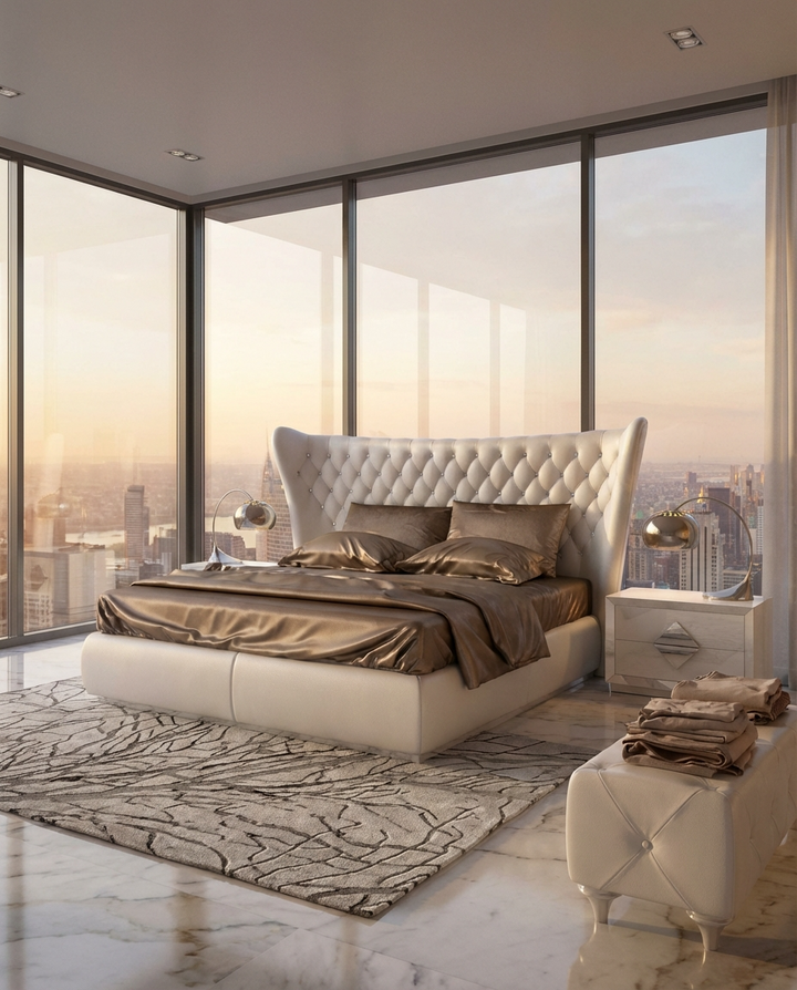 Jameson Bed Without Storage | King | White Leatherette