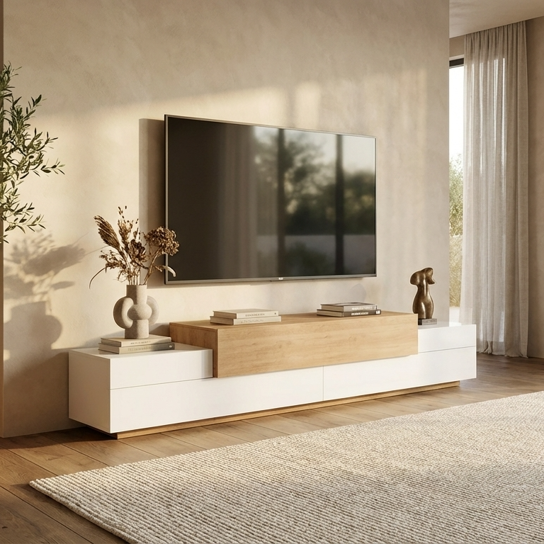 Boat Tv Stand | Beige & White