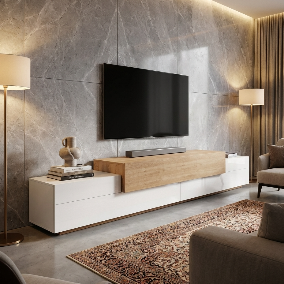 Boat Tv Stand | Beige & White