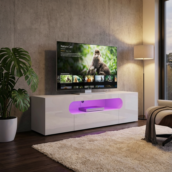 Abstract TV Stand | Small | White