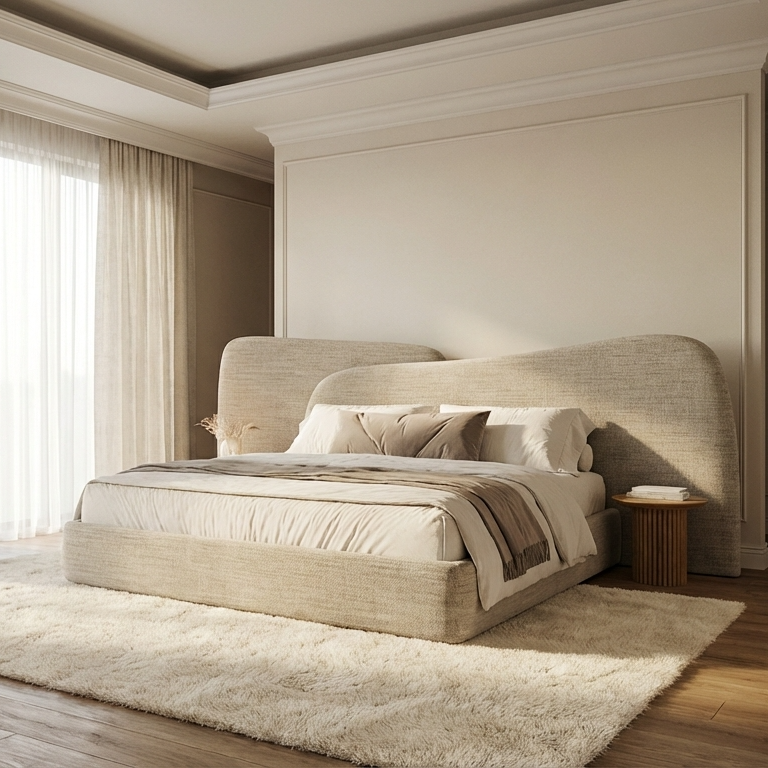 Orri Bed  Without Storage | King Size | Beige Fabric