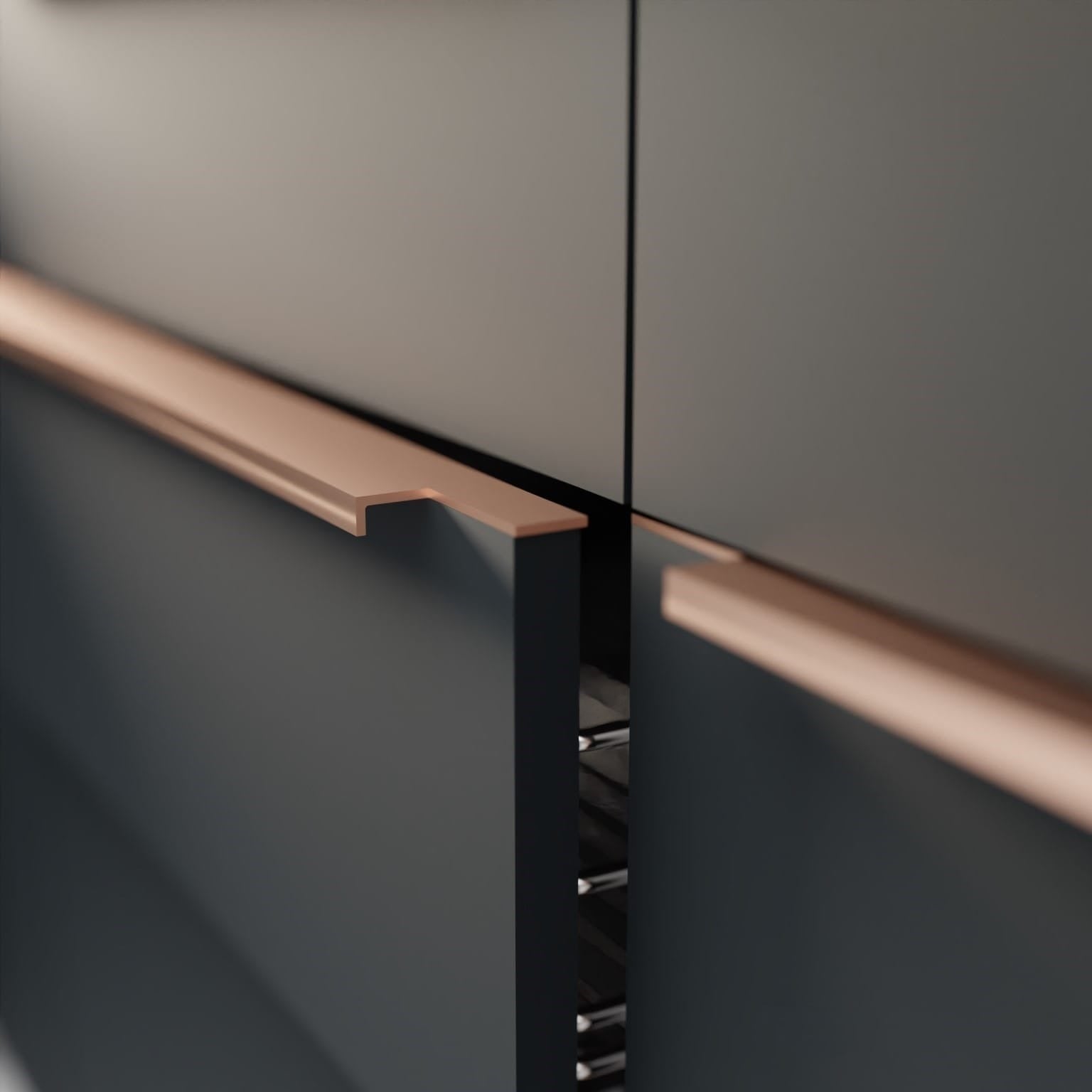 Edge profile cabinet design for handle-less modular kitchen shutters