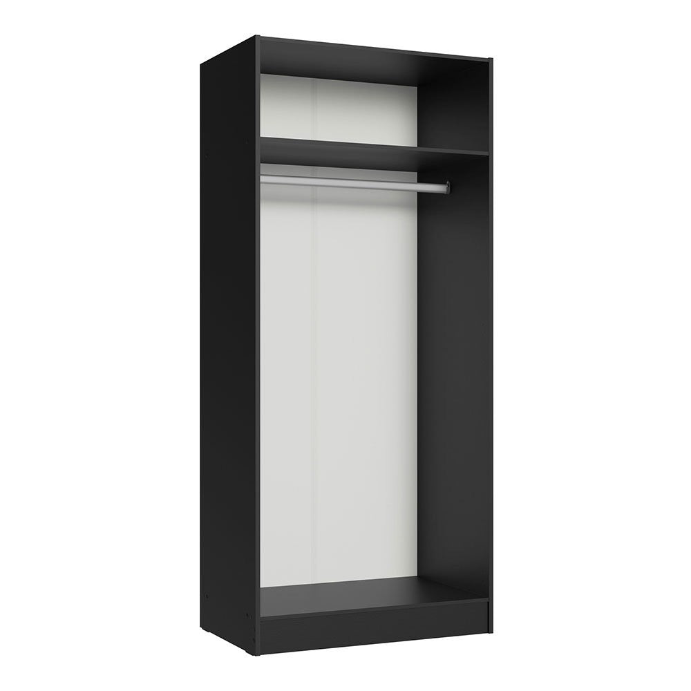 Sleek black wardrobe design in a white background