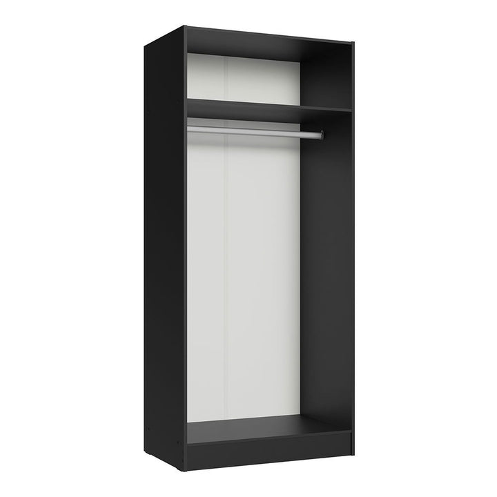 Sleek black wardrobe design in a white background