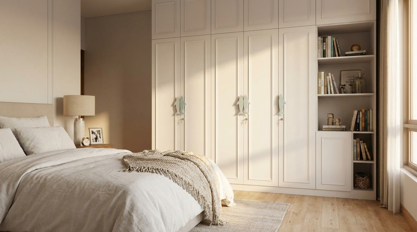 White modular wardrobe in faridabad by heera moti