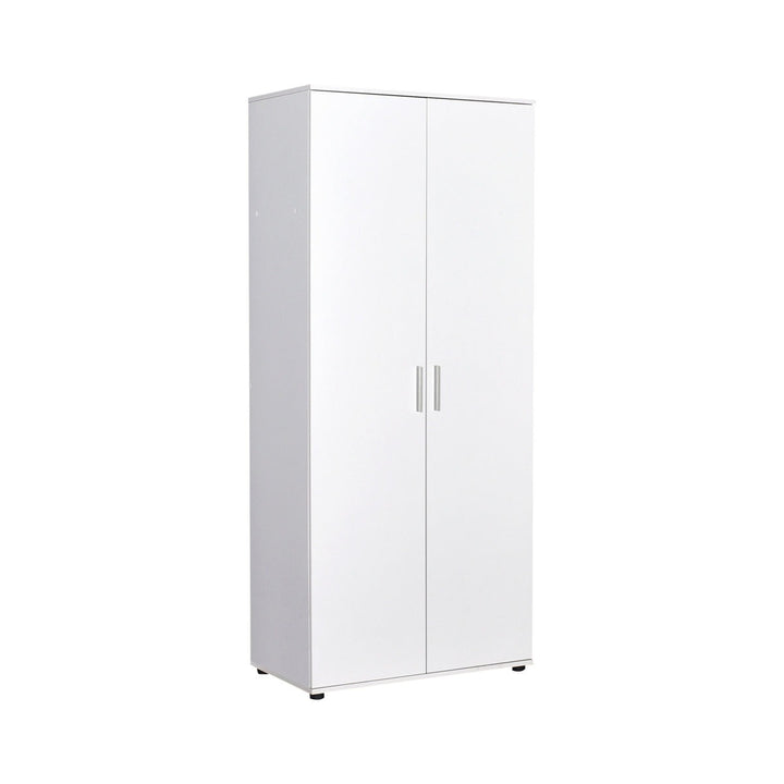 White wardrobe design with two doors on a white background
