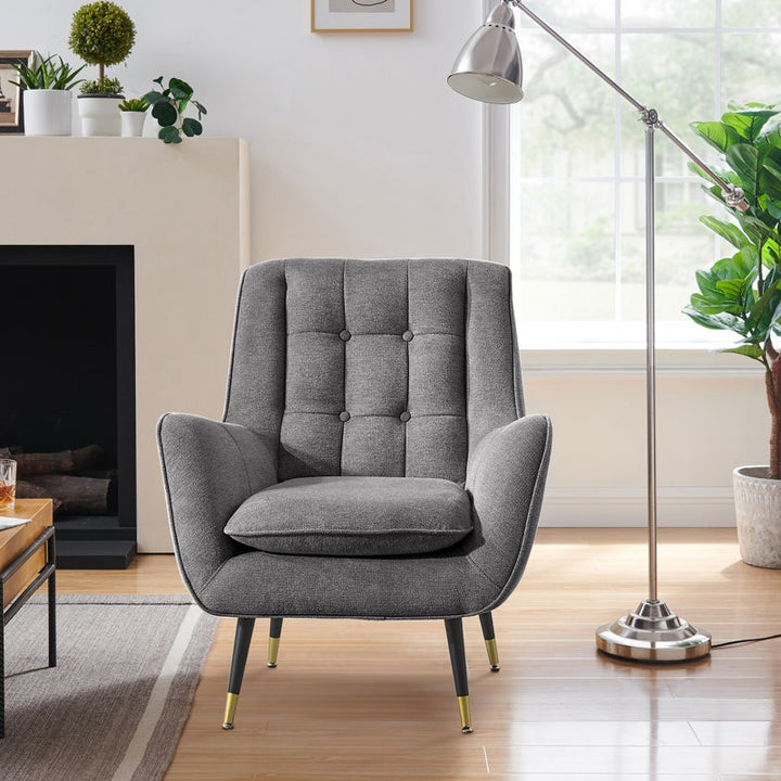 front view of grey lounge chair 
