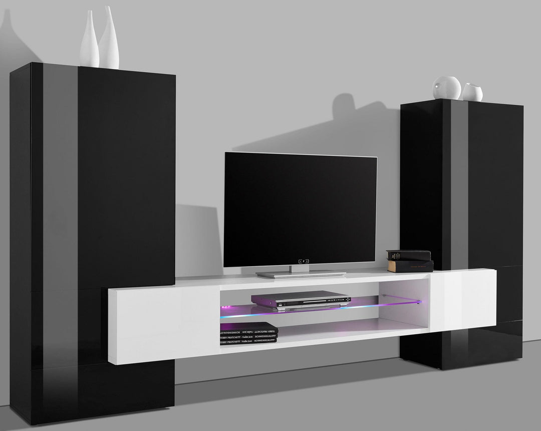 premium black and white tv unit crafted from high-quality prelaminated board