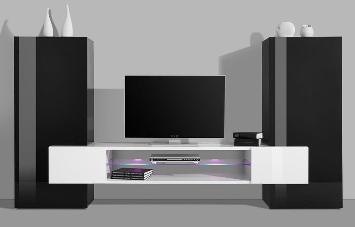 new trendy tv unit design in white and black dfor elegant look