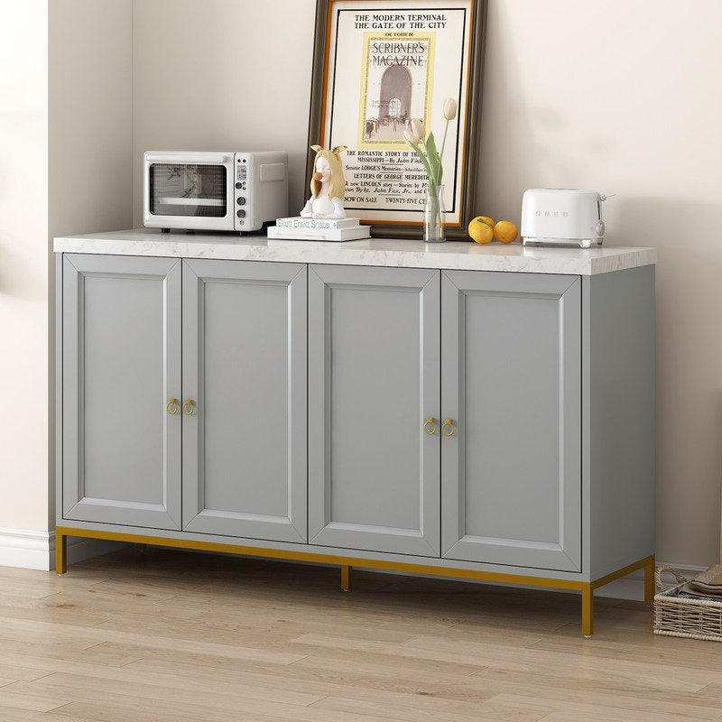 Stylish grey cabinet with marble top
