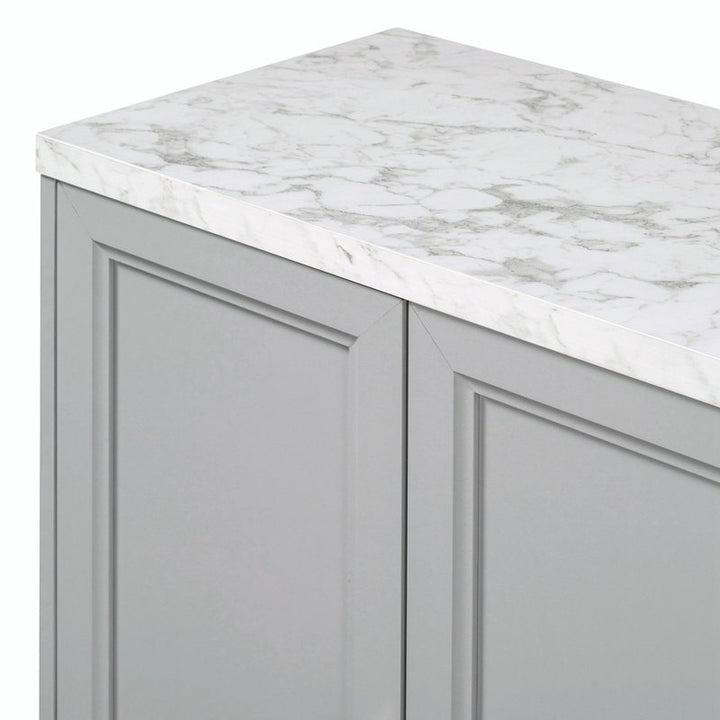 modern grey sideboard with marble top